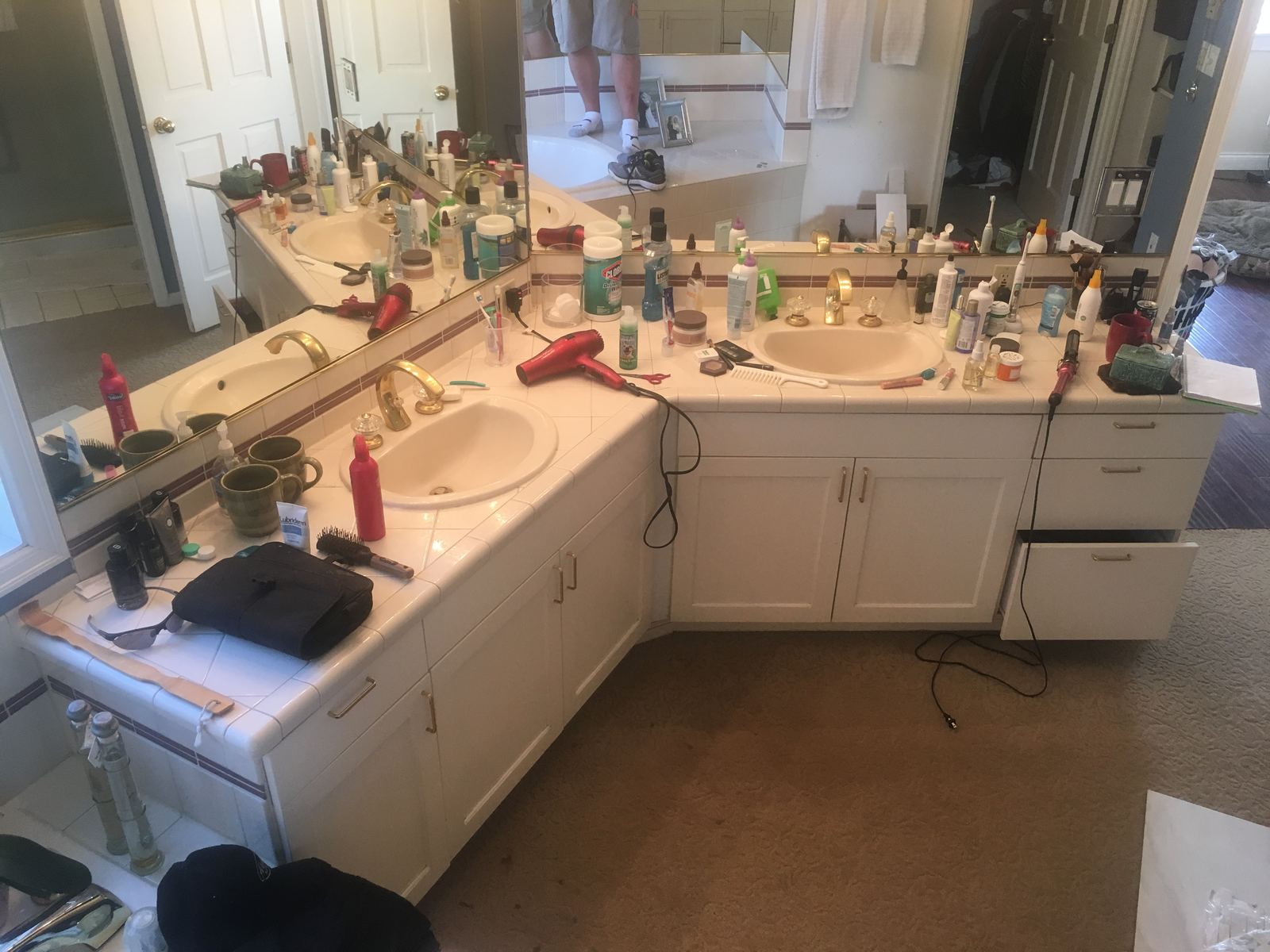 Original double vanity before remodel