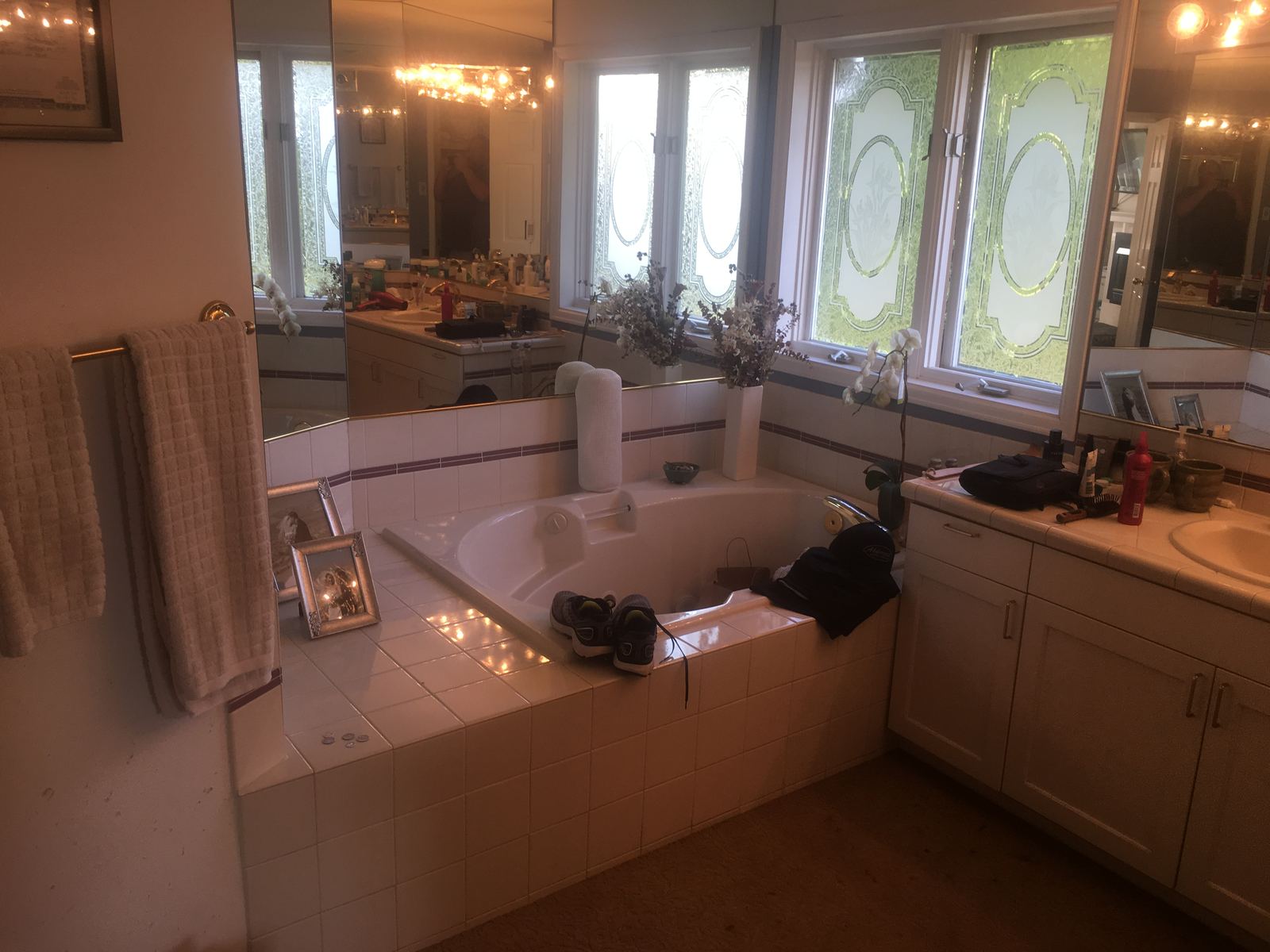 Original jetted corner tub before remodel