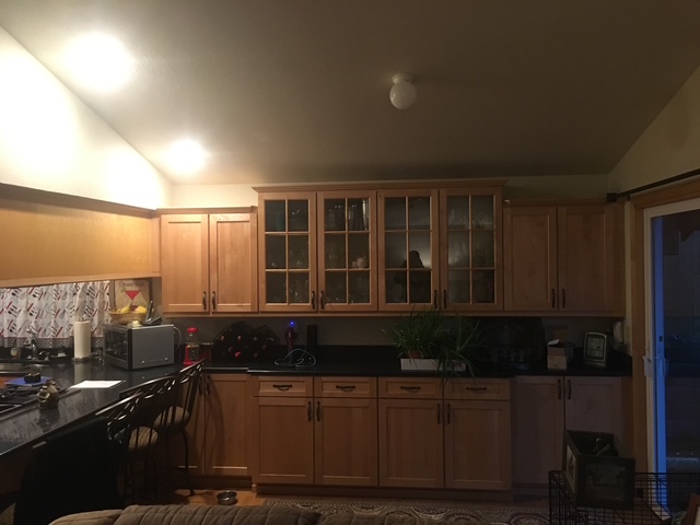 Original kitchen cabinet wall before remodel