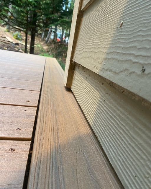 Close-up of clean composite decking board edge